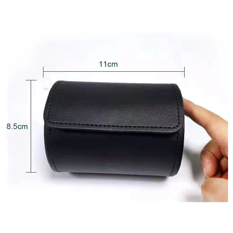 Black Round Necktie Box Magnetic Buckle Leather Case - Image 5