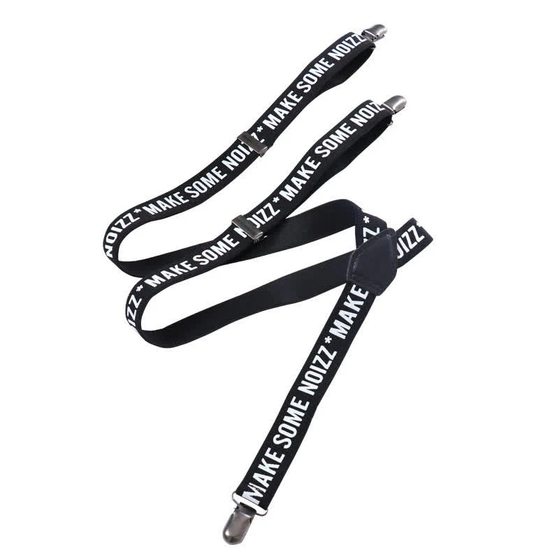 Black & White Letter-Printed Y-back Elastic Suspenders - Image 5