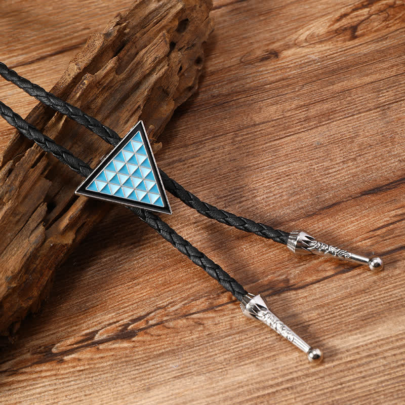 Blue Enameled Oval Flowers Triangle Bolo Tie - Image 11