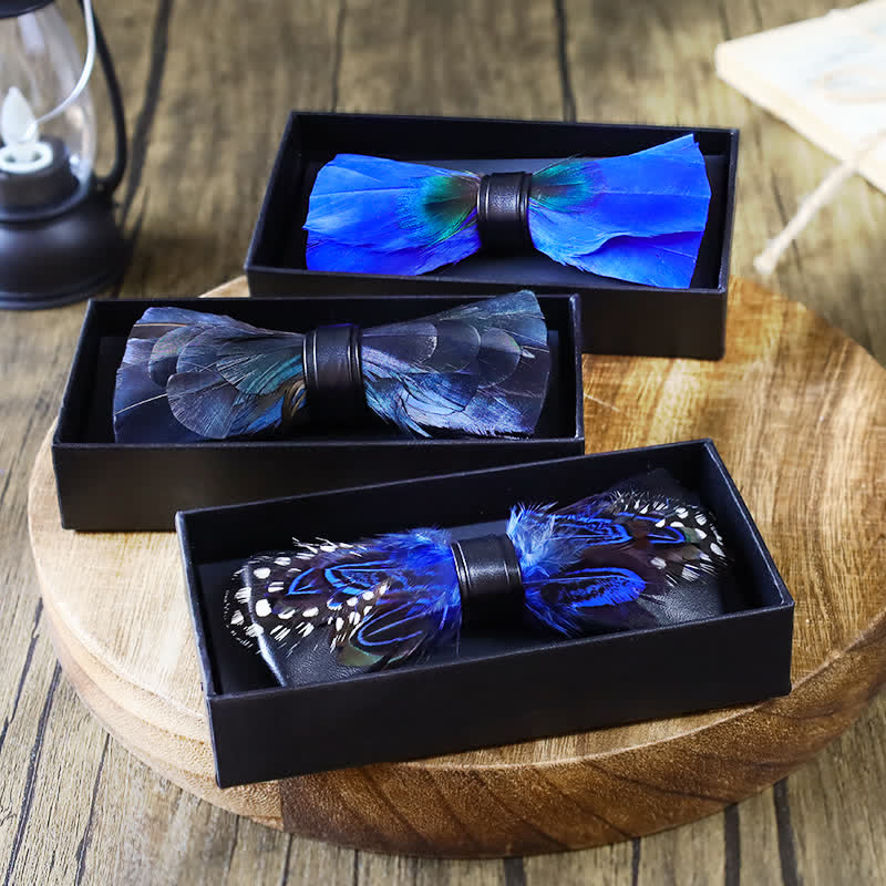 Blue Peacock Feather Bow Tie Collection Bundle - Image 3