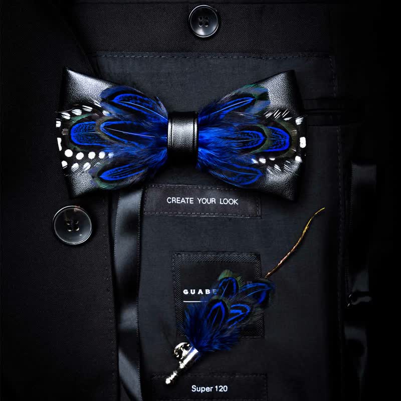 Blue Peacock Feather Bow Tie Collection Bundle - Image 4