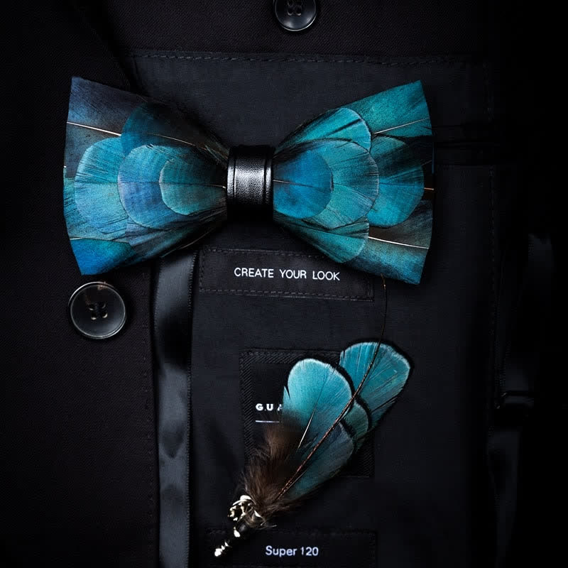 Blue Peacock Feather Bow Tie Collection Bundle - Image 6