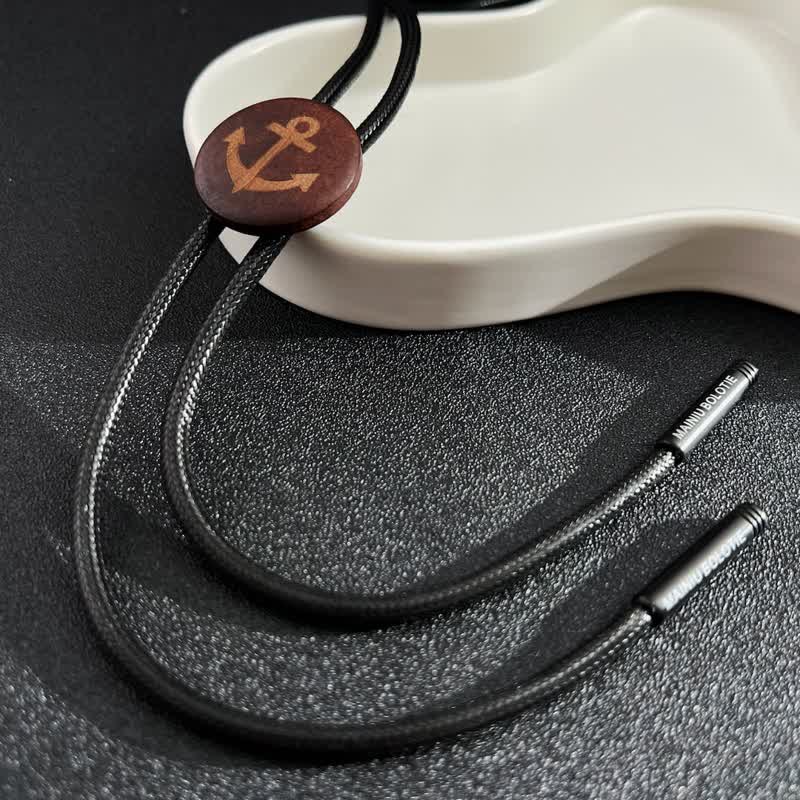 Boat Anchor Wooden Pendant Cowboy Bolo Tie - Image 2