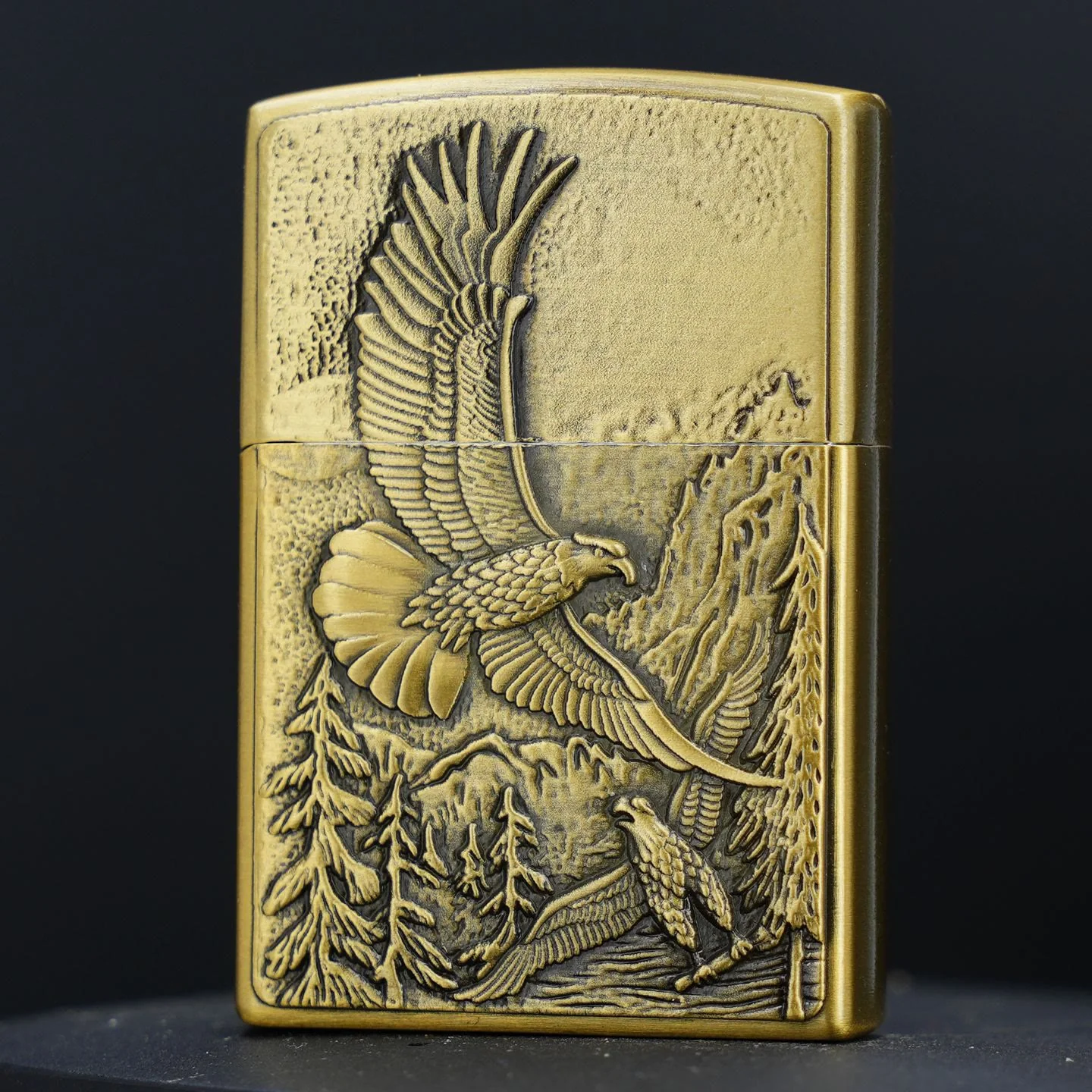 Brass Retro Eagle Relief Butane Lighter