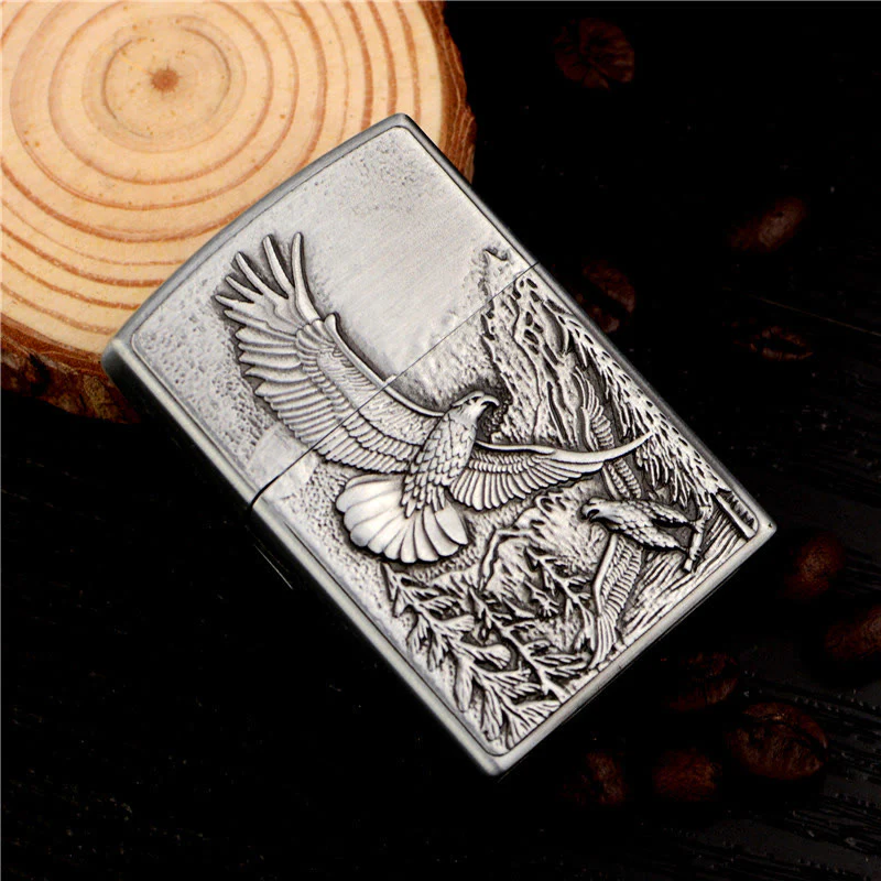 Brass Retro Eagle Relief Butane Lighter - Image 4