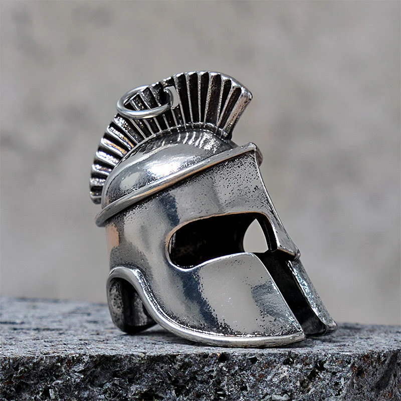 Brave Spartan Helmet Pendant Bell Keychain - Image 3