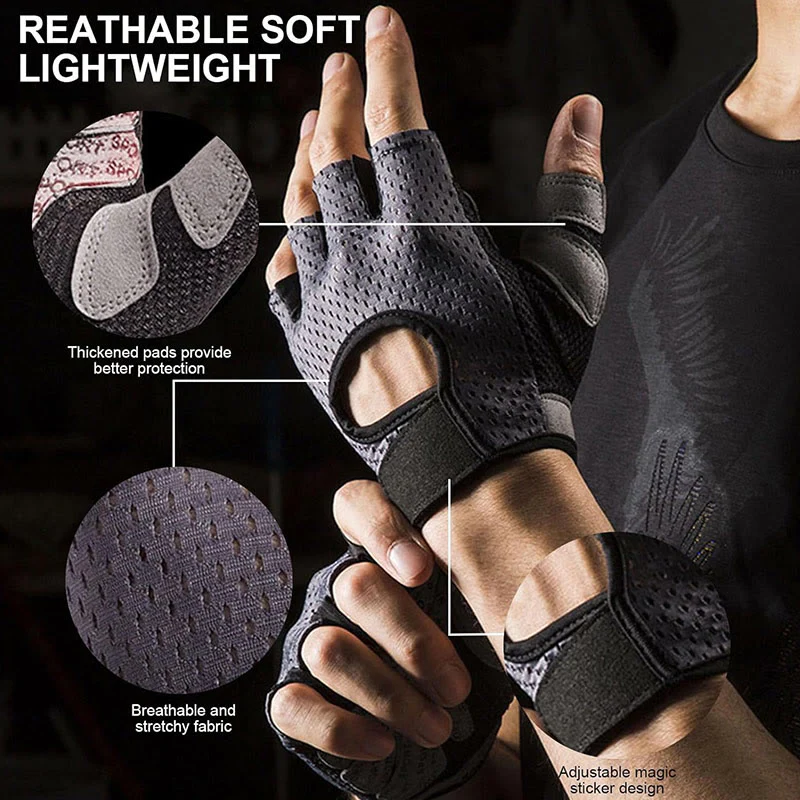 Breathable Lightweight Cycling Lifting Fingerless Gym Gloves - Image 2