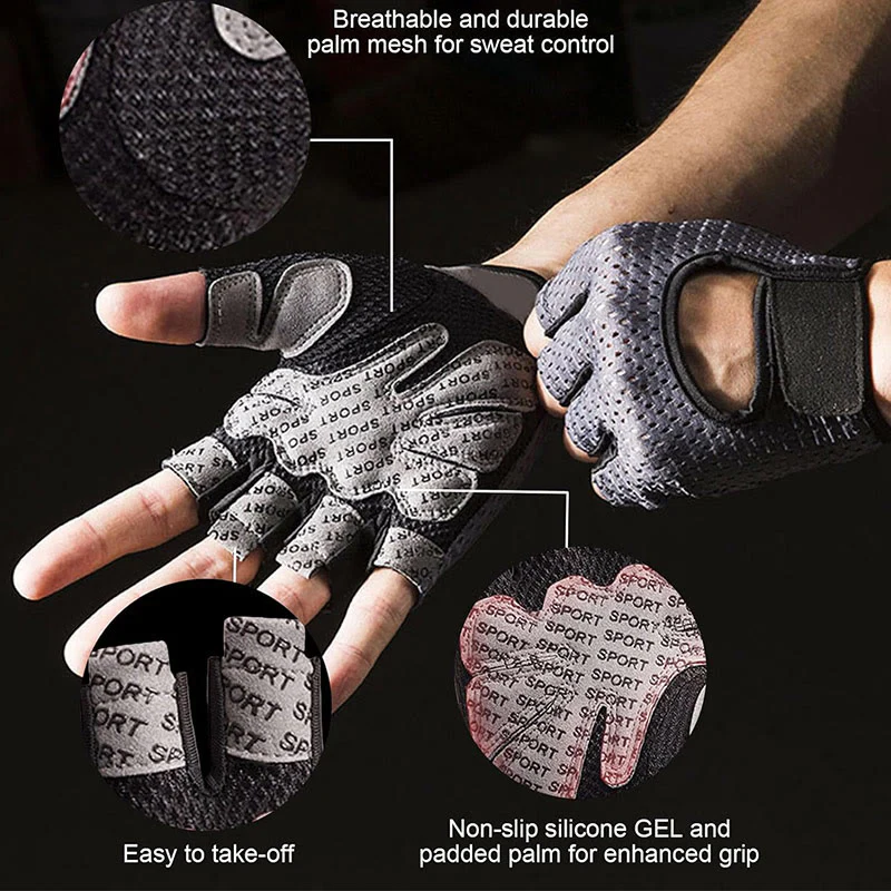 Breathable Lightweight Cycling Lifting Fingerless Gym Gloves - Image 3