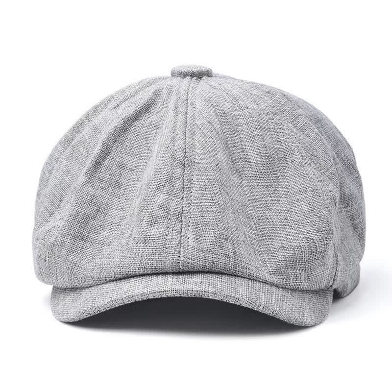 Casual Breathable Linen Octagonal Beret Cap - Image 3