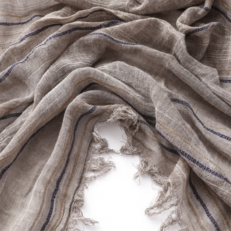Breathable Tie-Dyed Decorative Striped Cotton Linen Scarf - Image 10