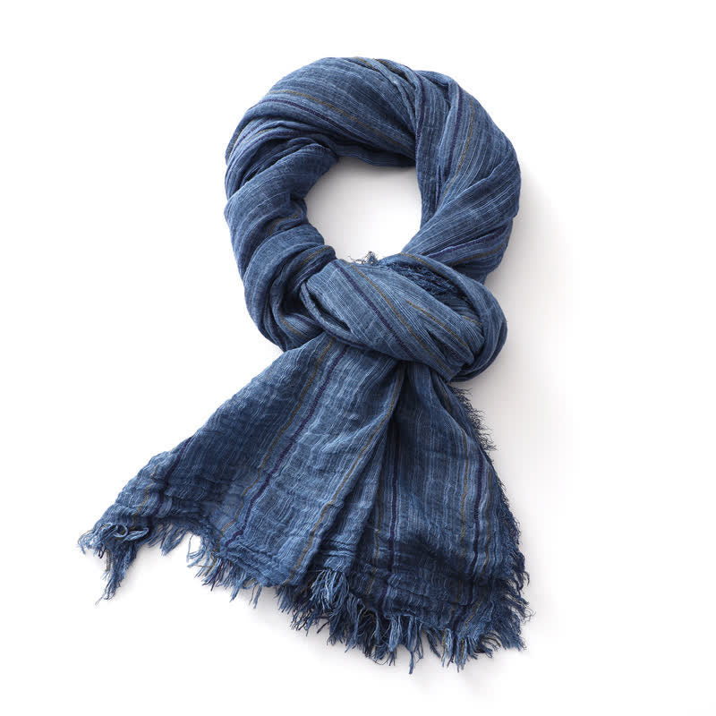 Breathable Tie-Dyed Decorative Striped Cotton Linen Scarf - Image 3