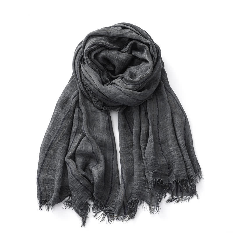 Breathable Tie-Dyed Decorative Striped Cotton Linen Scarf - Image 5
