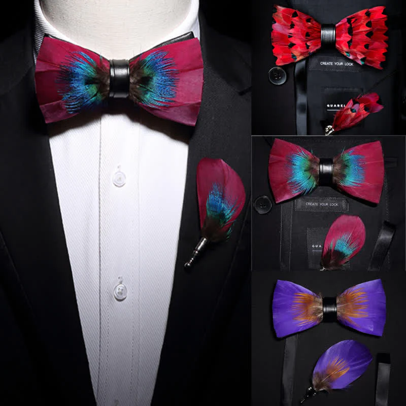 Bright-Coloured Handmade Feather Bow Tie Collection Bundle - Image 3
