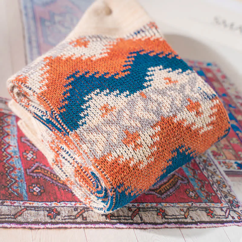Bright Tribal Wave Pattern Cotton Crew Socks - Image 7