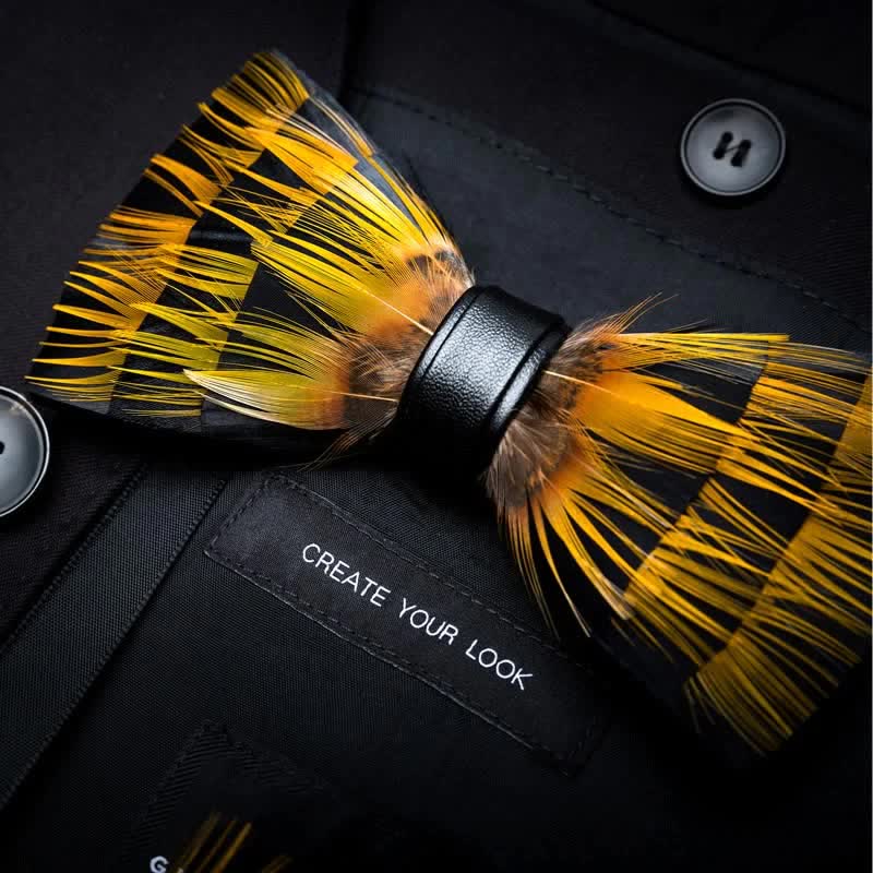 Yellow Peacock Feather Bow Tie Collection Bundle - Image 10