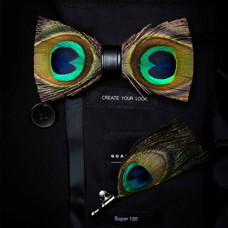 Yellow Peacock Feather Bow Tie Collection Bundle - Image 5
