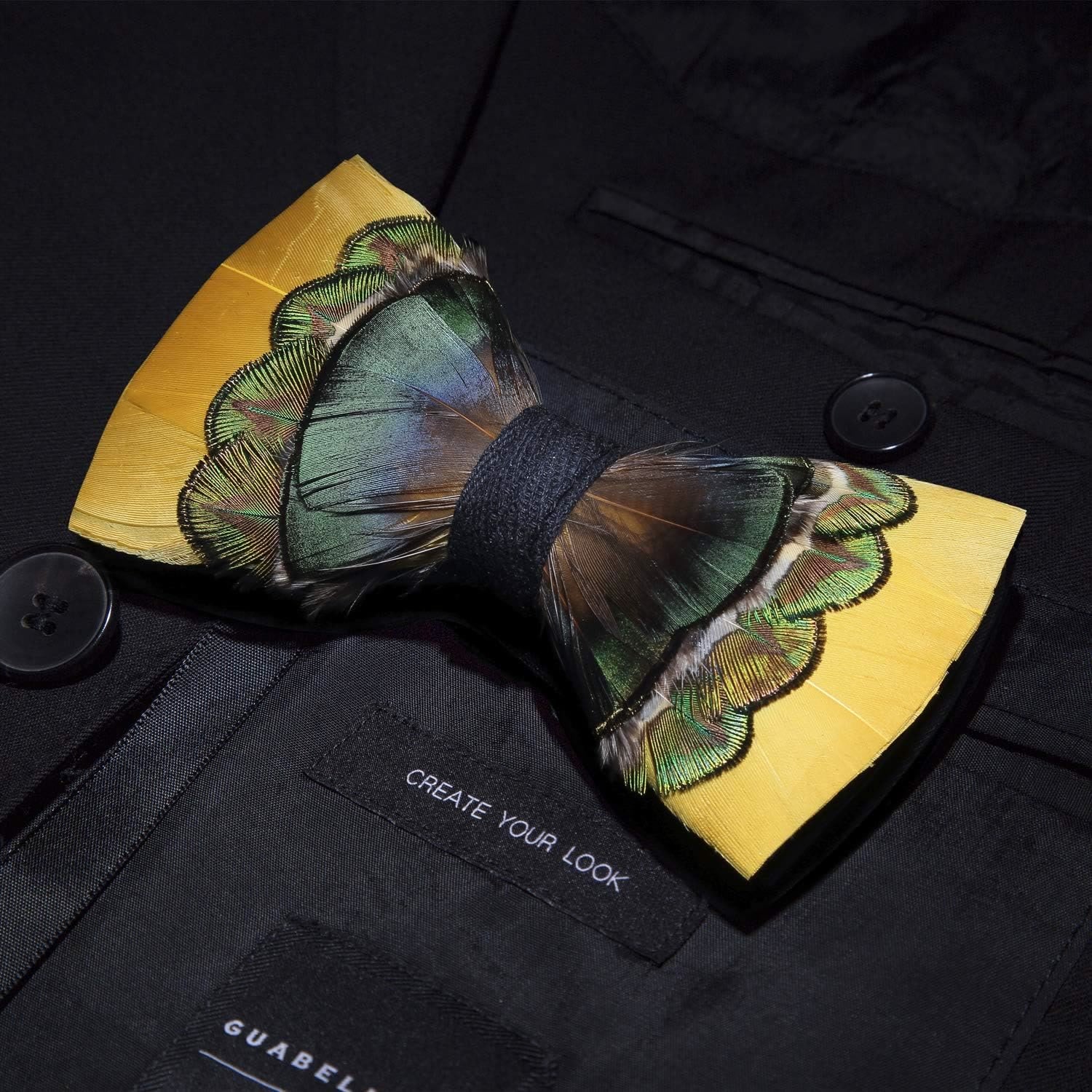 Yellow Peacock Feather Bow Tie Collection Bundle - Image 8