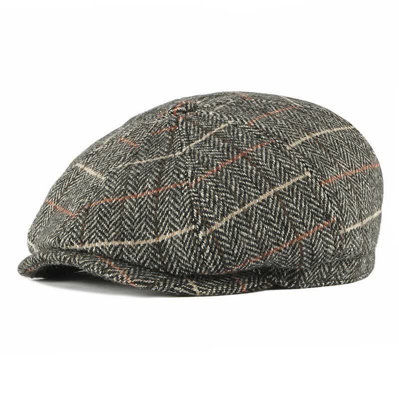 British Plaid Octagonal Cabbie Beret Cap - Image 3