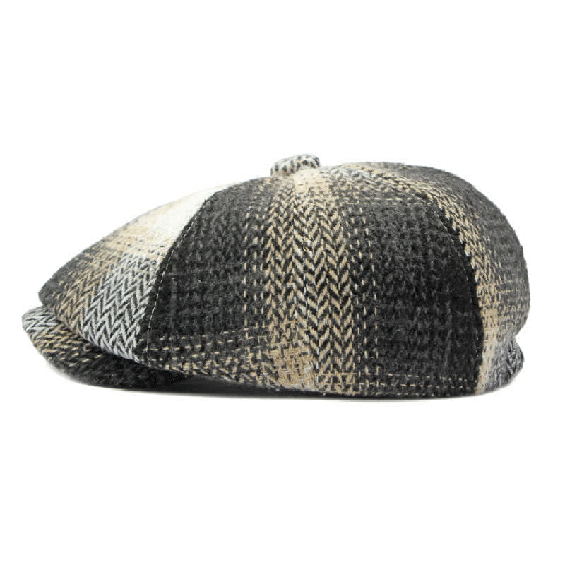 British Style Striped Herringbone Newsboy Beret Hat - Image 11