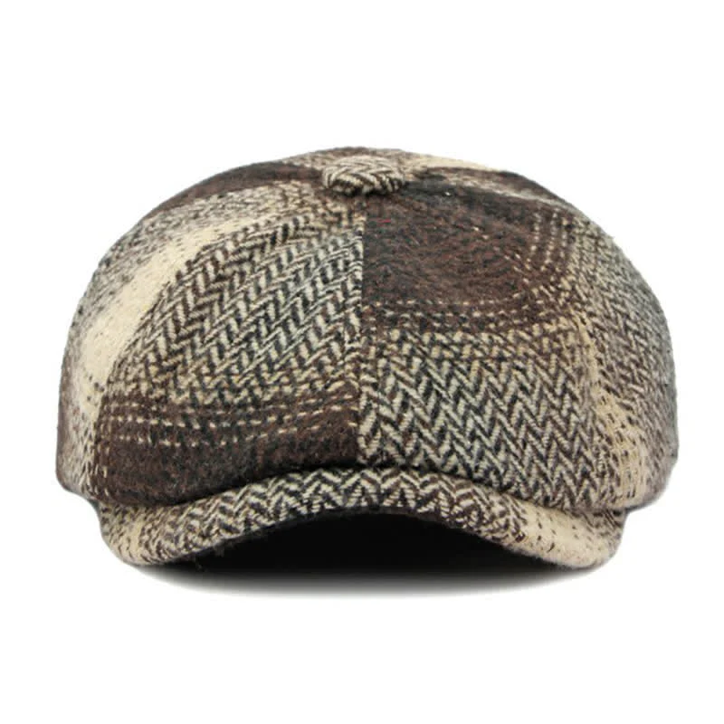 British Style Striped Herringbone Newsboy Beret Hat - Image 18