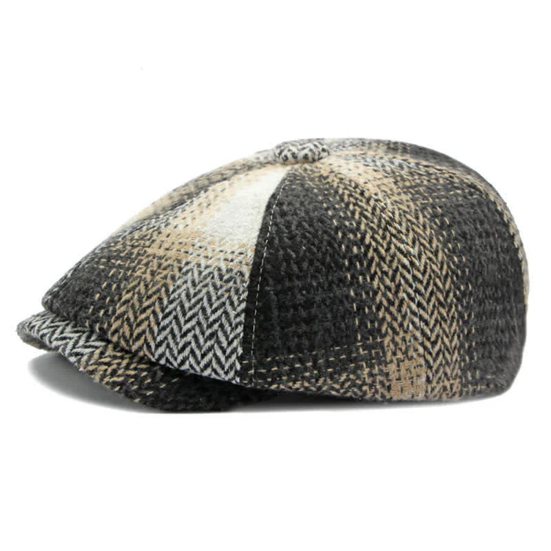 British Style Striped Herringbone Newsboy Beret Hat - Image 7