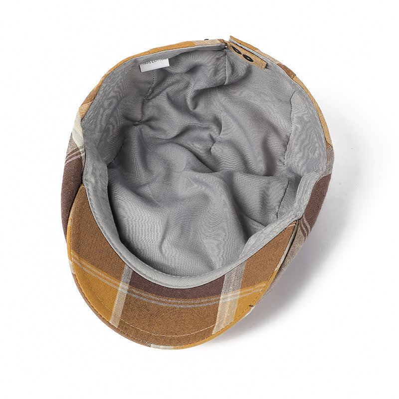 British Style Vintage Check Plaid Beret Hat - Image 3