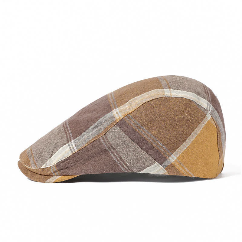 British Style Vintage Check Plaid Beret Hat - Image 4