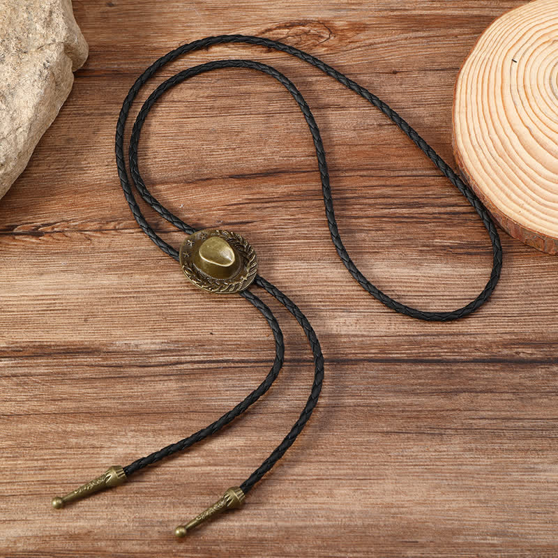 Bronze Charm Cowboy Hat Pendant Bolo Tie - Image 3