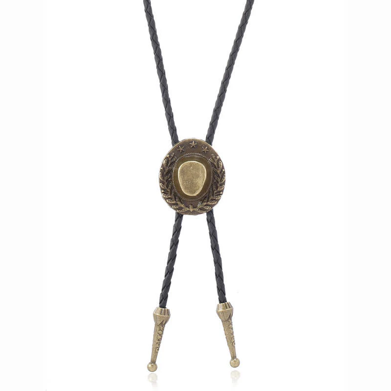 Bronze Charm Cowboy Hat Pendant Bolo Tie - Image 4