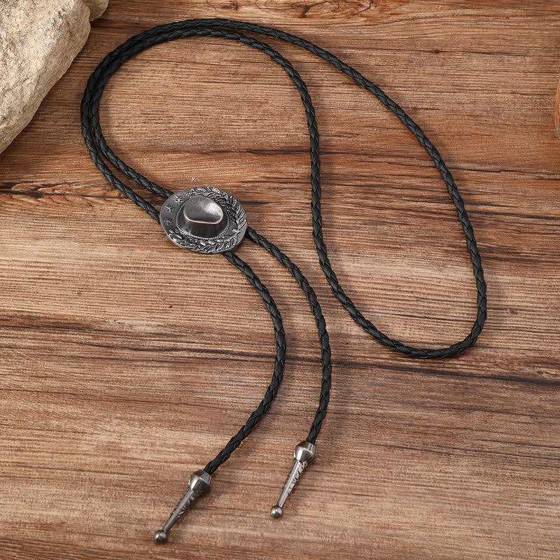 Bronze Charm Cowboy Hat Pendant Bolo Tie - Image 5