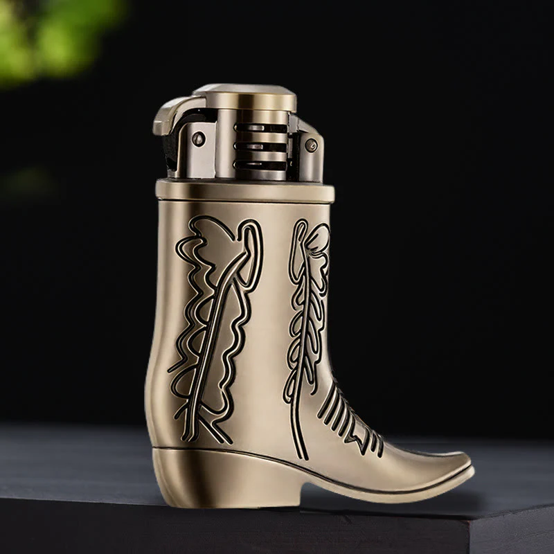 Bronze Cowboy Boot-Shaped Refillable Kerosene Lighter