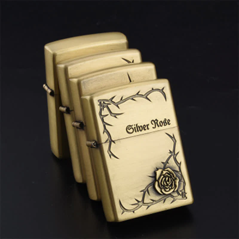 Bronze Embossed Roses Refillable Kerosene Lighter - Image 2