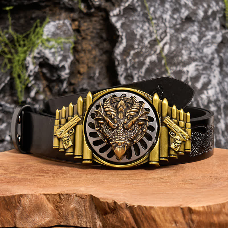 Bronze Sharp-Billed Dragon DIY Rotating Buckle Leather Belt - Image 3