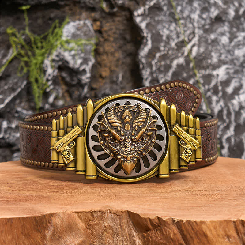 Bronze Sharp-Billed Dragon DIY Rotating Buckle Leather Belt - Image 5