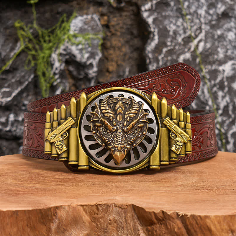 Bronze Sharp-Billed Dragon DIY Rotating Buckle Leather Belt - Image 7