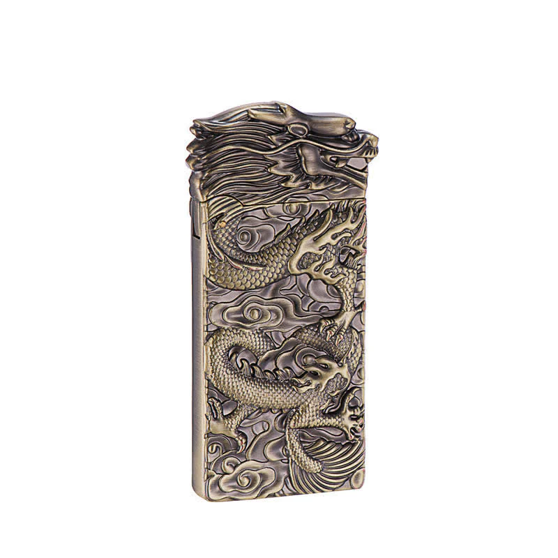 Bronze Vintage Carving Dragon Refillable Kerosene Lighter - Image 3