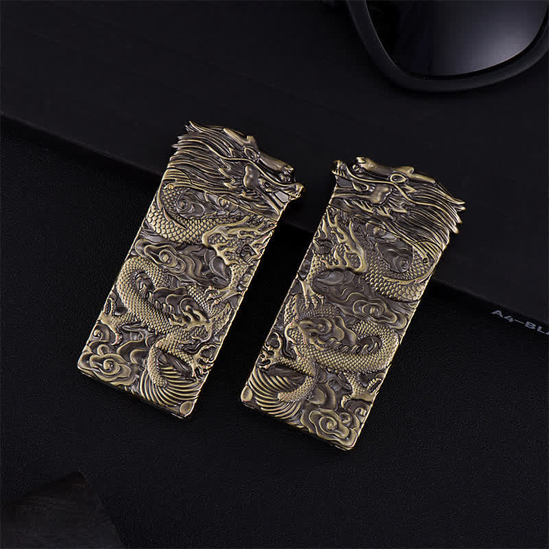 Bronze Vintage Carving Dragon Refillable Kerosene Lighter - Image 5