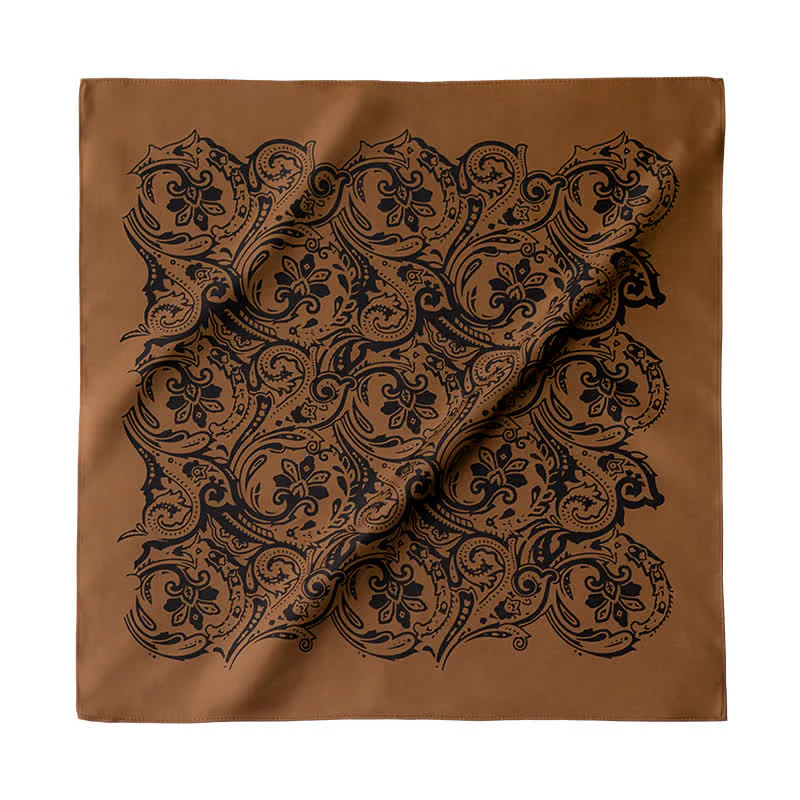 Retro Paisley Pattern Square Scarf with Scarf Buckle - Image 2