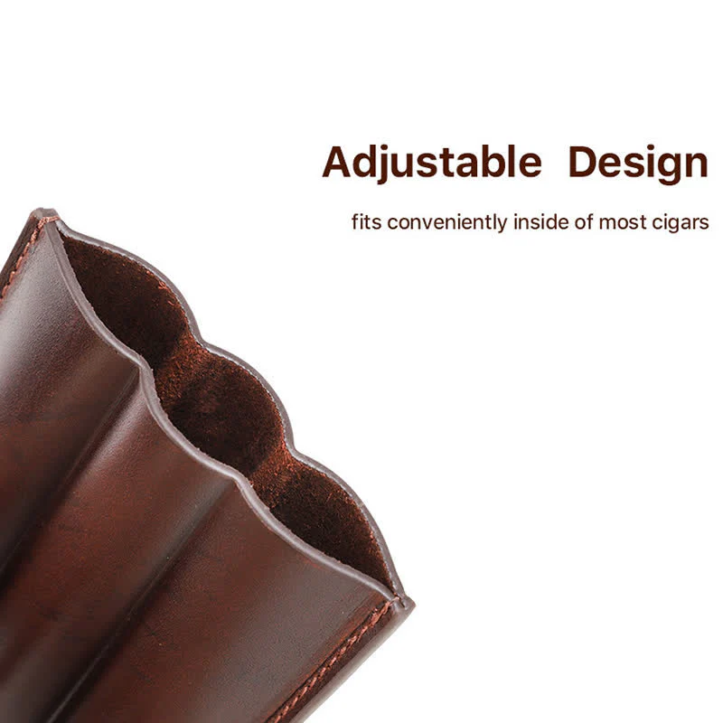 Brown Portable Cigar Humidor Leather Cigar Case (for Three Cigars) - Image 8
