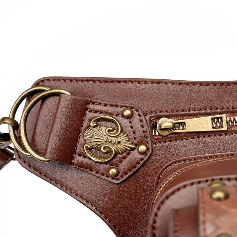 Brown Rock Motorcycle Chain Shoulder Waist Leg Bag - Image 15