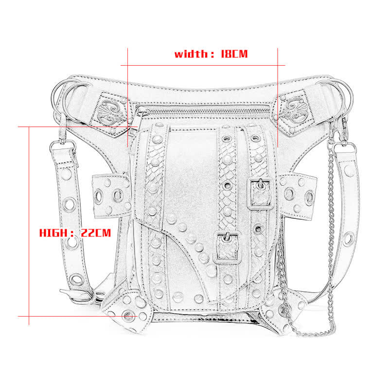Brown Rock Motorcycle Chain Shoulder Waist Leg Bag - Image 5