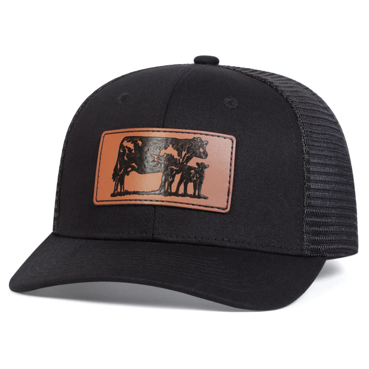 Bull Leads The Calf Adjustable Farmer Trucker Hat - Image 3