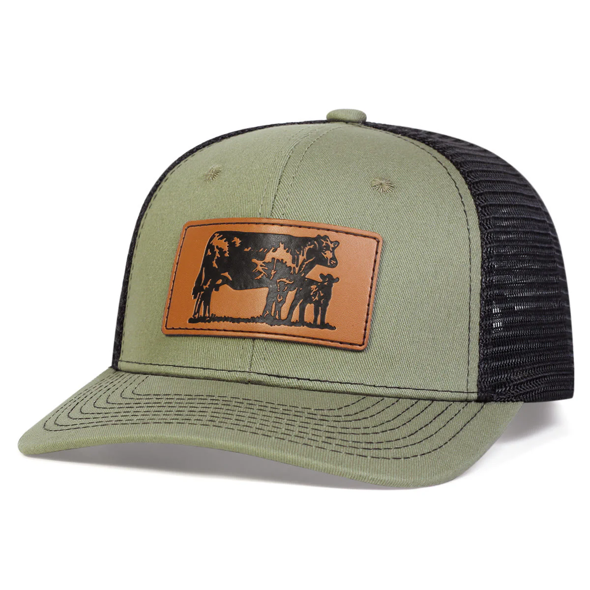 Bull Leads The Calf Adjustable Farmer Trucker Hat - Image 6