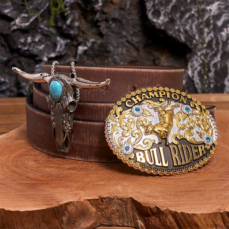 Bull Rider DIY Belt Buckle Turquoise Longhorn Bull Pendant Bundle Set - Image 6