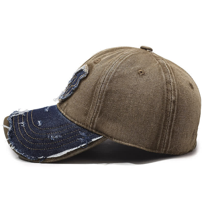 Butterfly Embroidered Retro Color Matching Washed Baseball Cap - Image 3