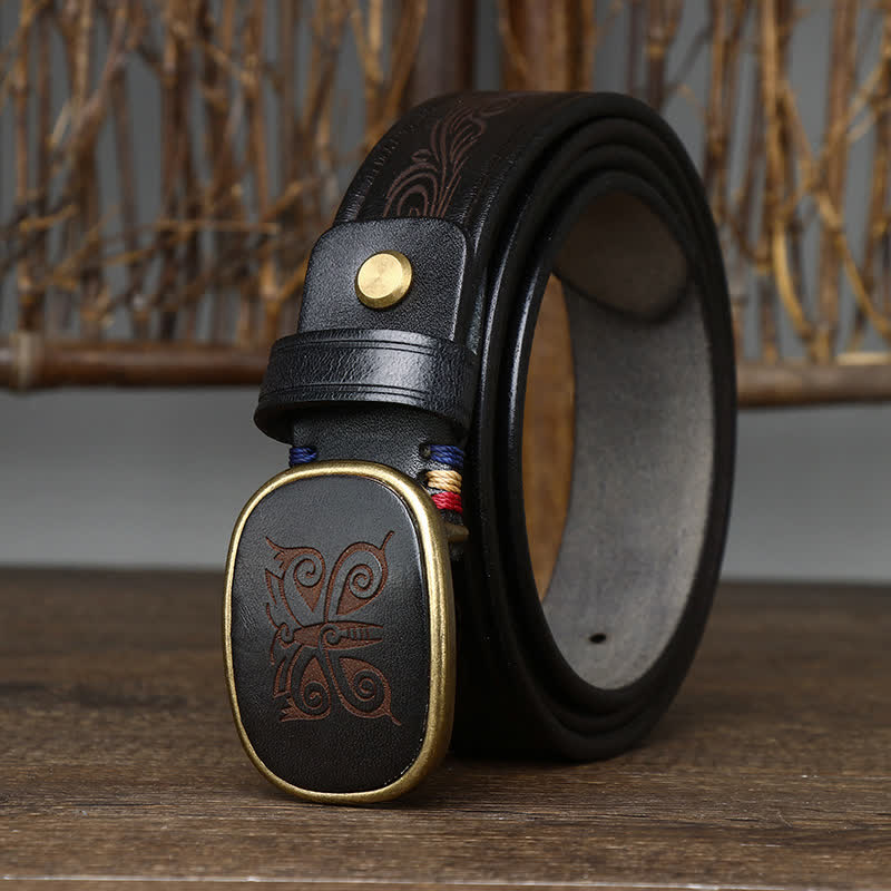 Butterfly Print Luxury Thick Retro Leather Belt - Image 10