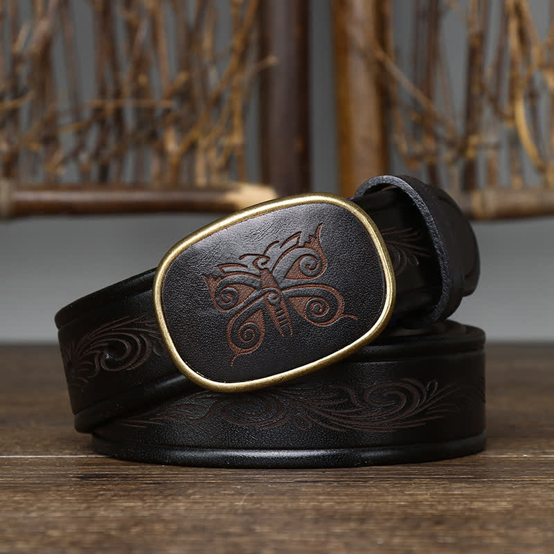 Butterfly Print Luxury Thick Retro Leather Belt - Image 8