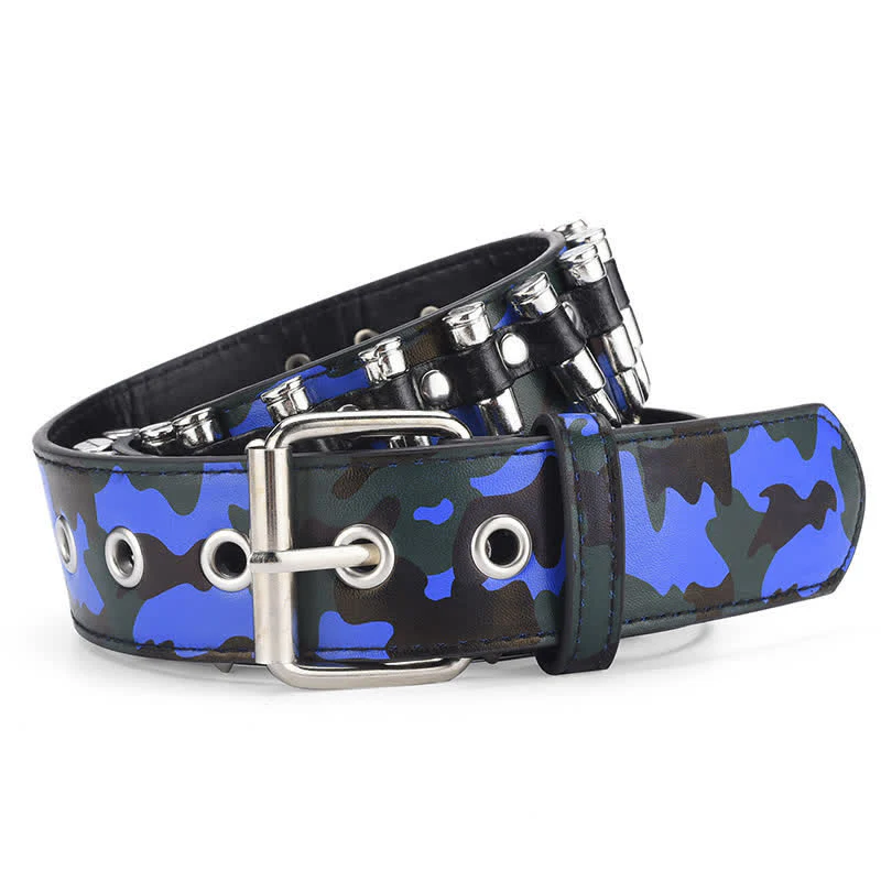 Camouflage Rock Wild Bullet Rivets Leather Belt - Image 3