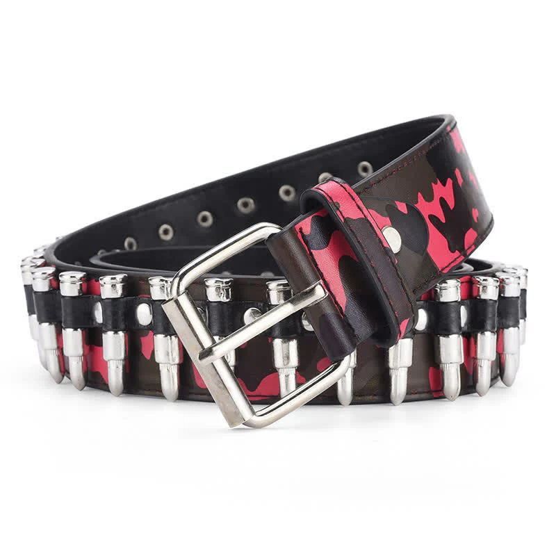 Camouflage Rock Wild Bullet Rivets Leather Belt - Image 7