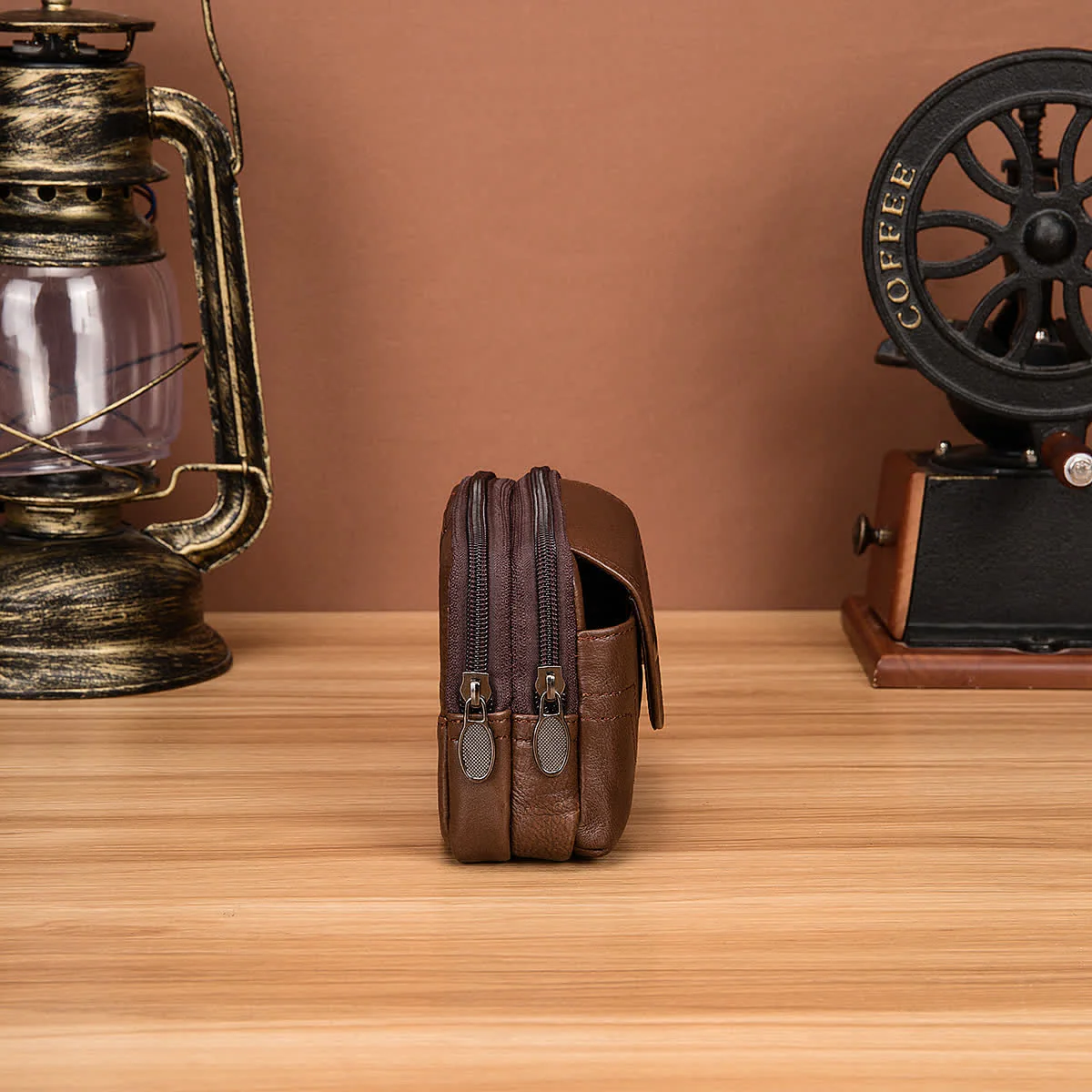 Card Holder Casual Simple Horizontal Zipper Leather Belt Bag - Image 6